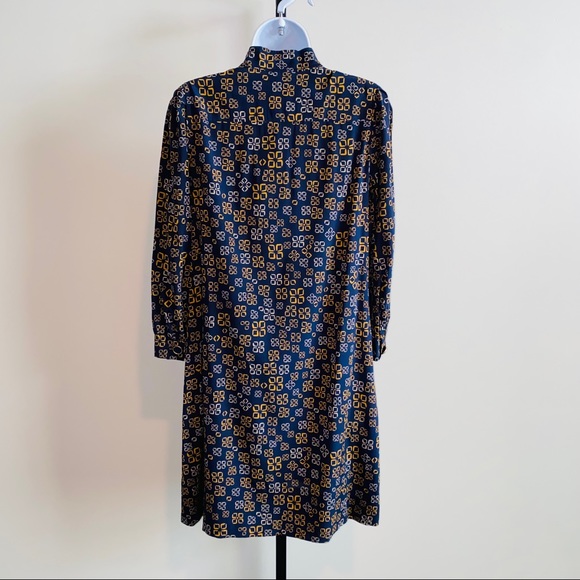 Vintage DKNY Navy Blue Silk Printed Neck Tie Dress with Pockets Size 6 - Picture 10 of 11